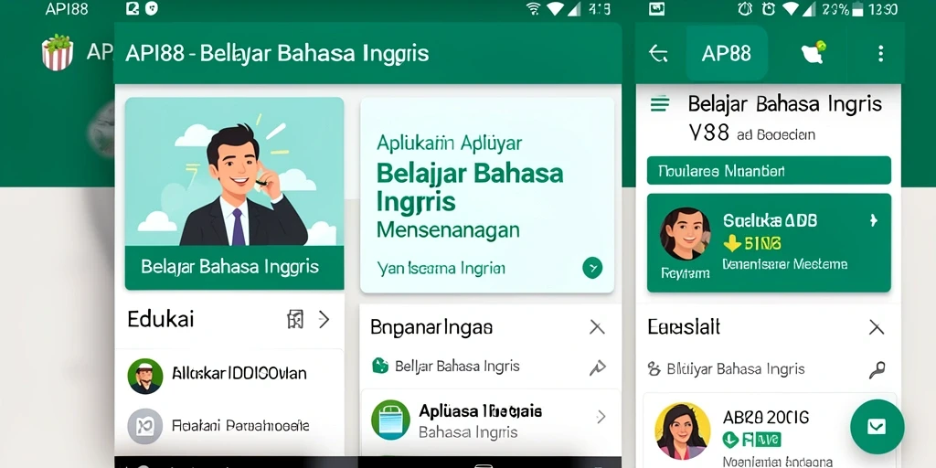 Tampilan antarmuka aplikasi API88 yang menarik untuk belajar Bahasa Inggris.