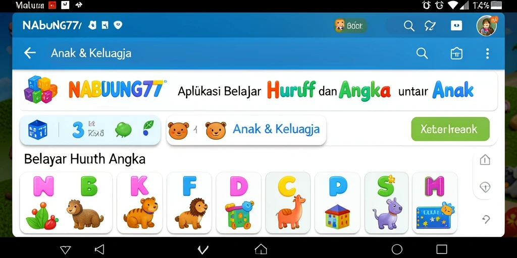 Screenshot utama NABUNG77 menunjukkan antarmuka belajar interaktif dan menarik.