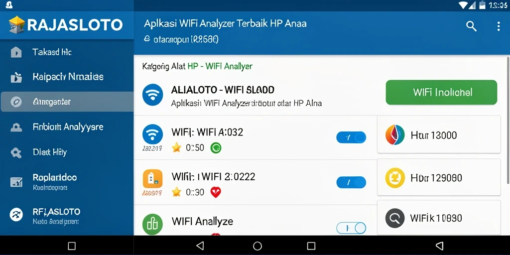 Tampilan antarmuka RAJASLOTO dengan fitur WiFi Analyzer yang informatif.