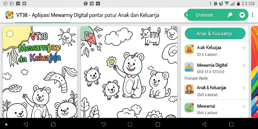 Antarmuka pengguna yang menarik dari aplikasi Mewarnai Digital.